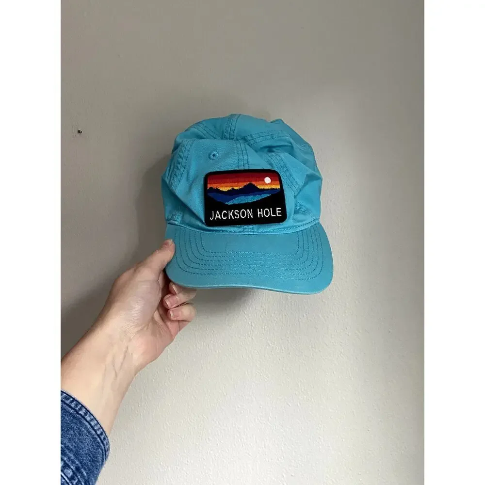 Jackson Hole Wyoming Embroidered Blue Trucker Hat Cap‎ Retro Granola Gorpcore